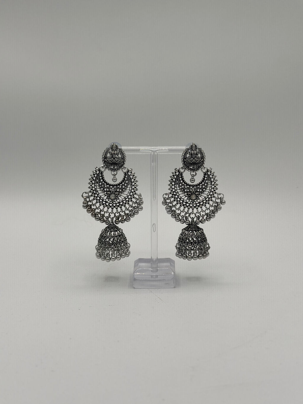 Silver Lotus Jhumkas