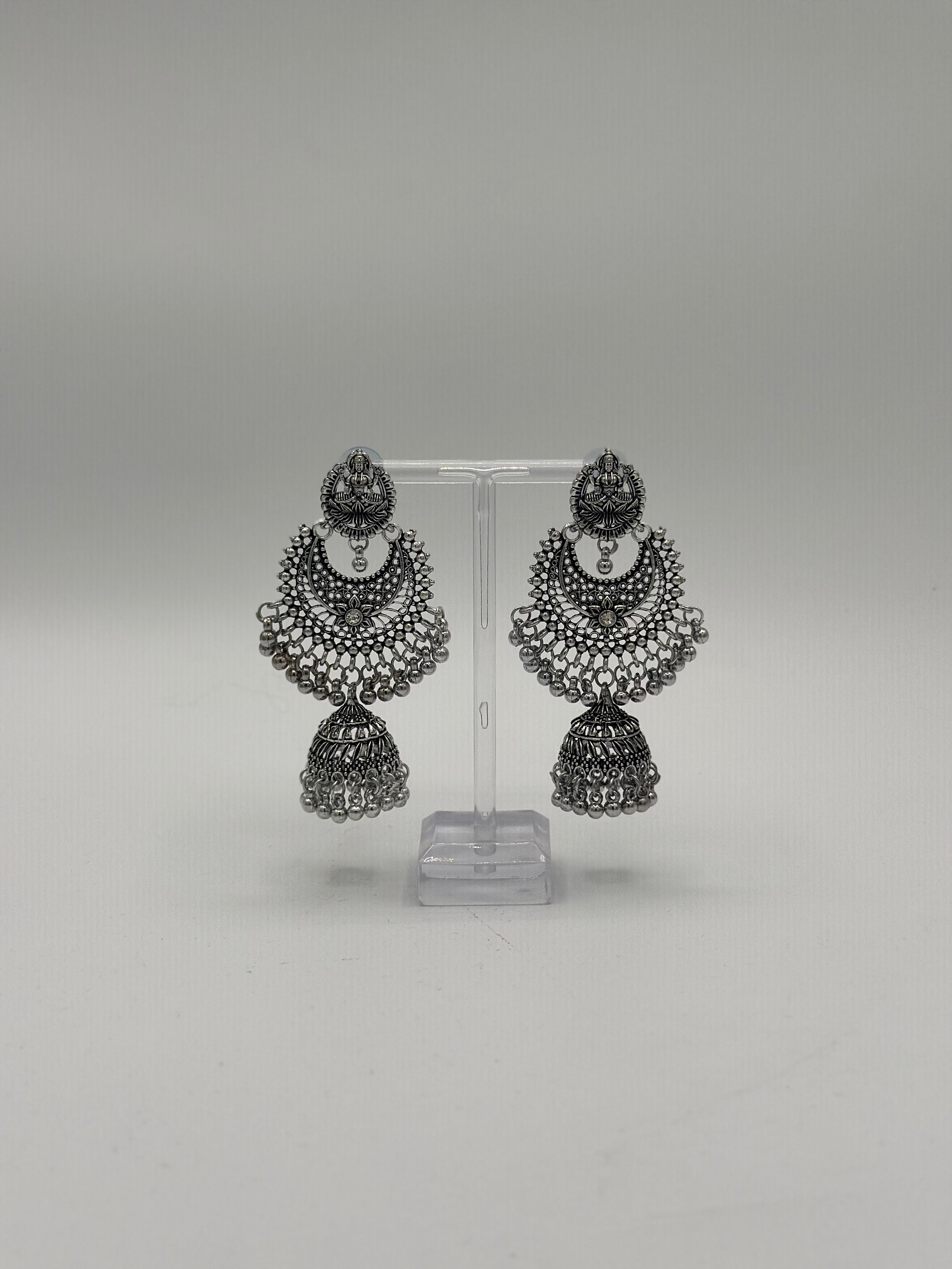Silver Lotus Jhumkas