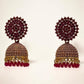 Gemstone Jhumka Radiance – Dark red