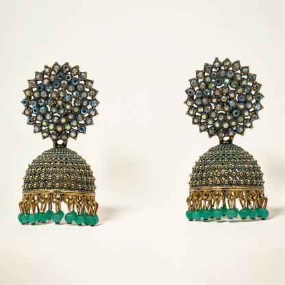 Gemstone Jhumka Radiance – Green