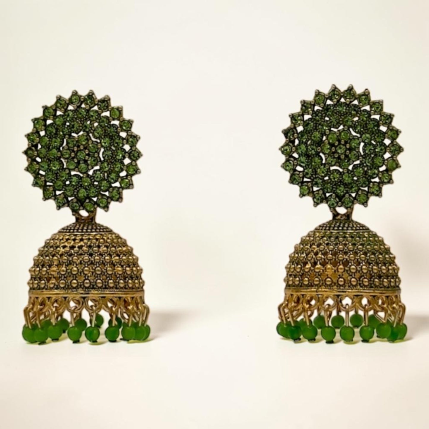 Gemstone Jhumka Radiance – Green