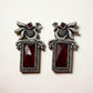 Regal Stud Earrings – Dark red