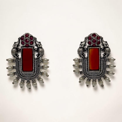 Regal Radiance Studs – Dark red