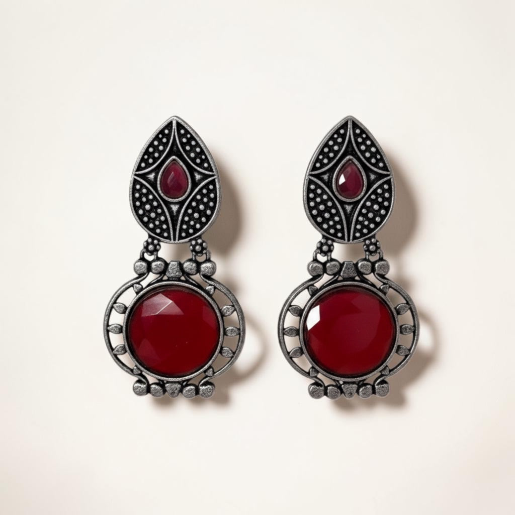 Royal Drop Earrings – Dark red