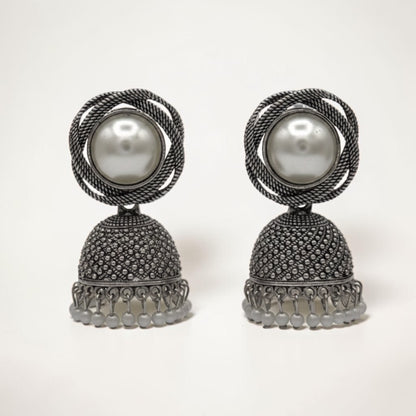 Pearl Grace Jhumka – Silver