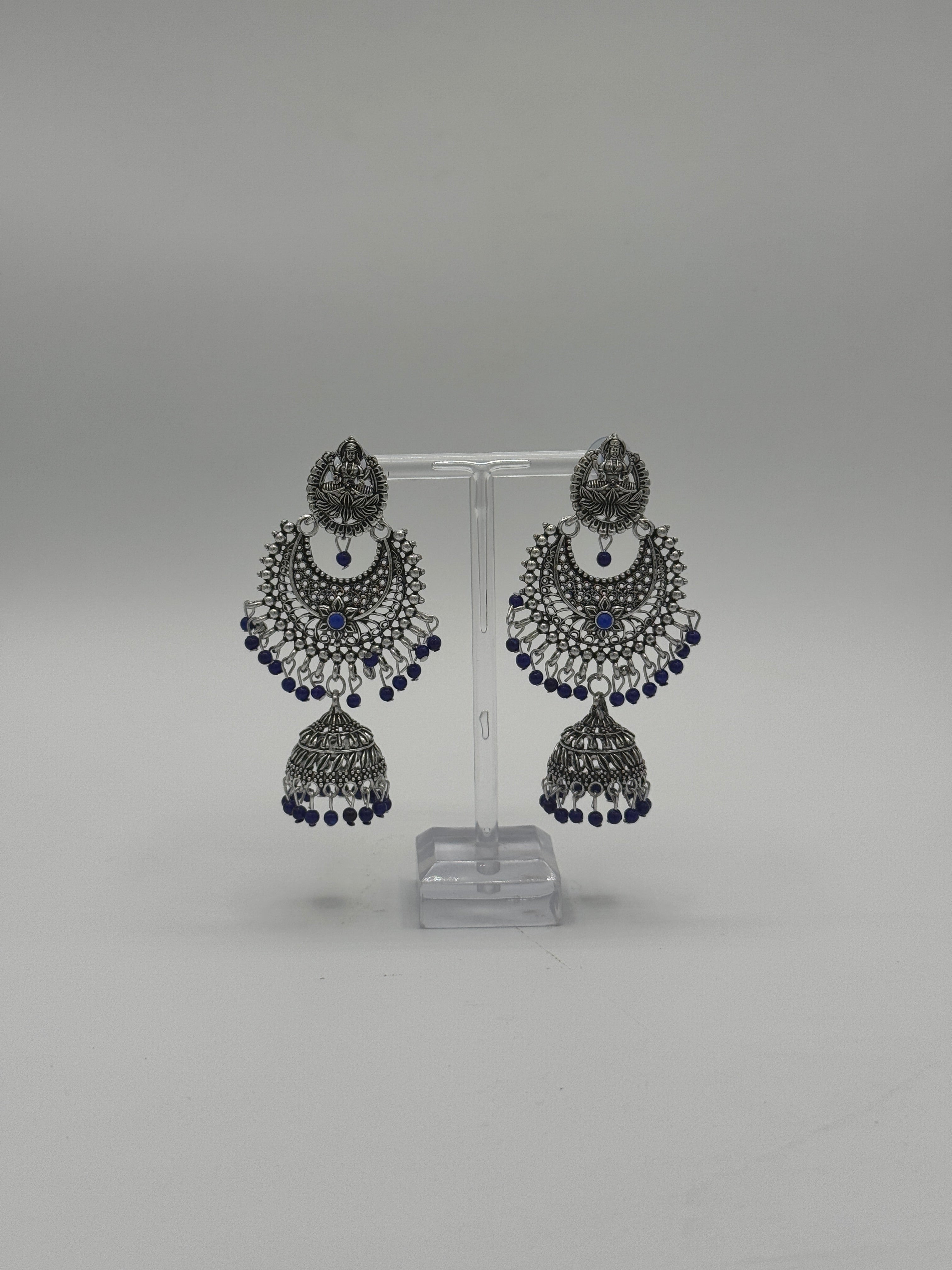 Silver Lotus Jhumkas