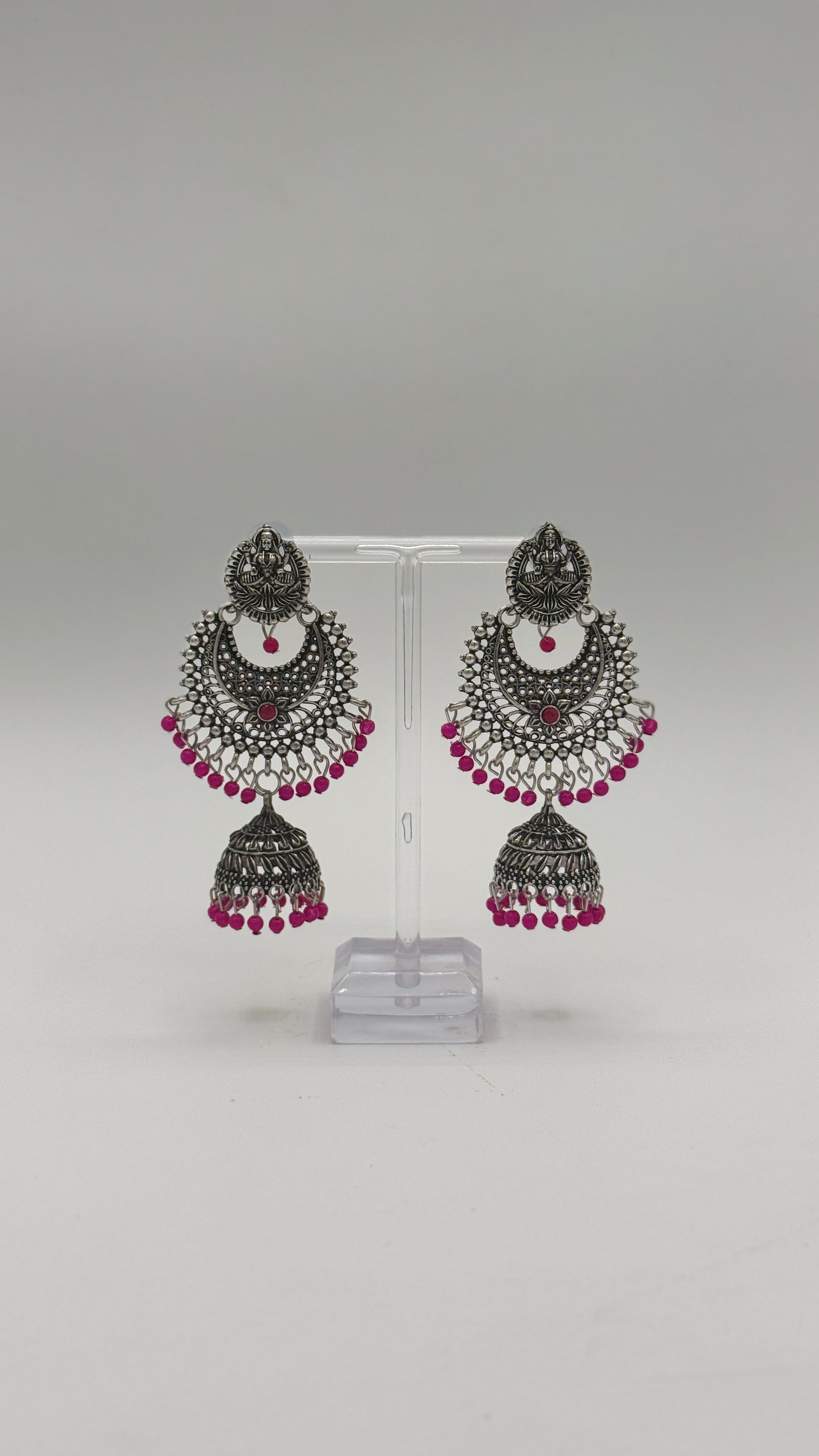 Silver Lotus Jhumkas