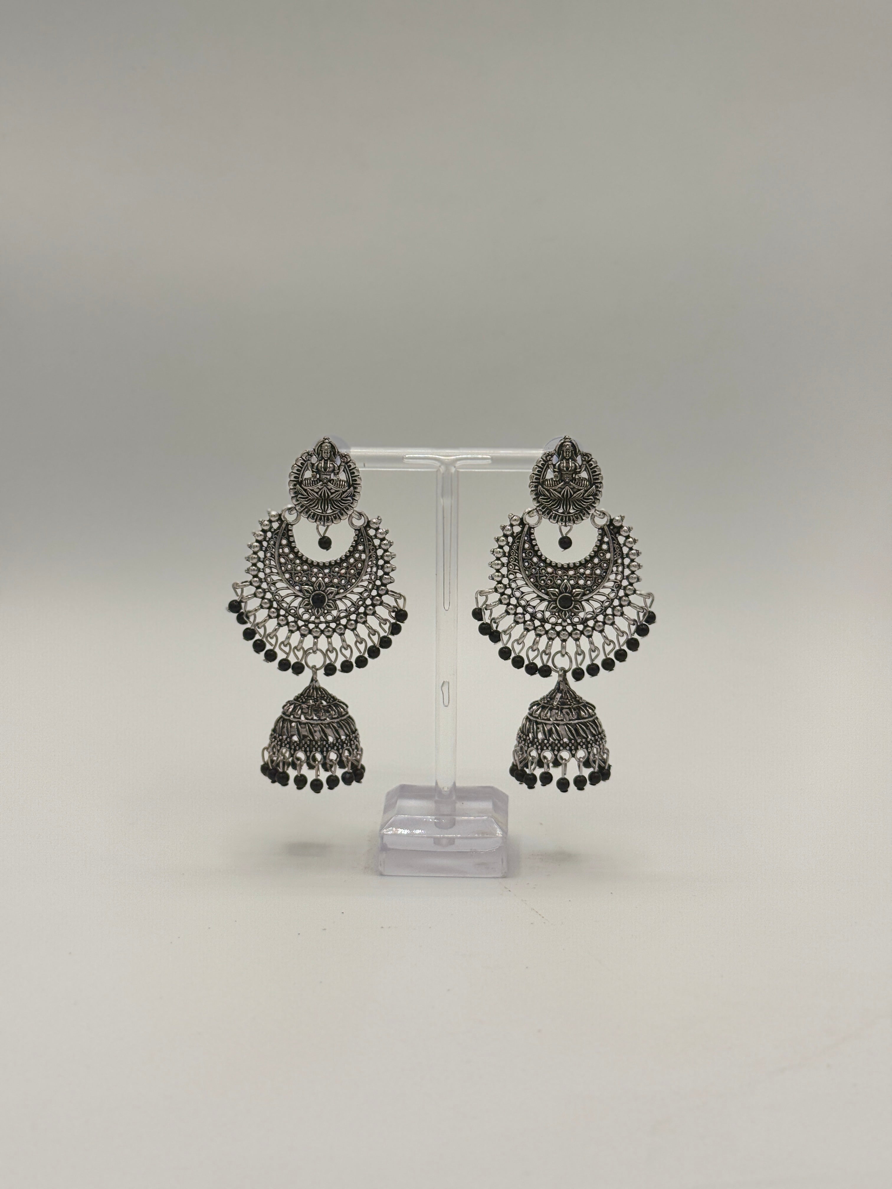 Silver Lotus Jhumkas