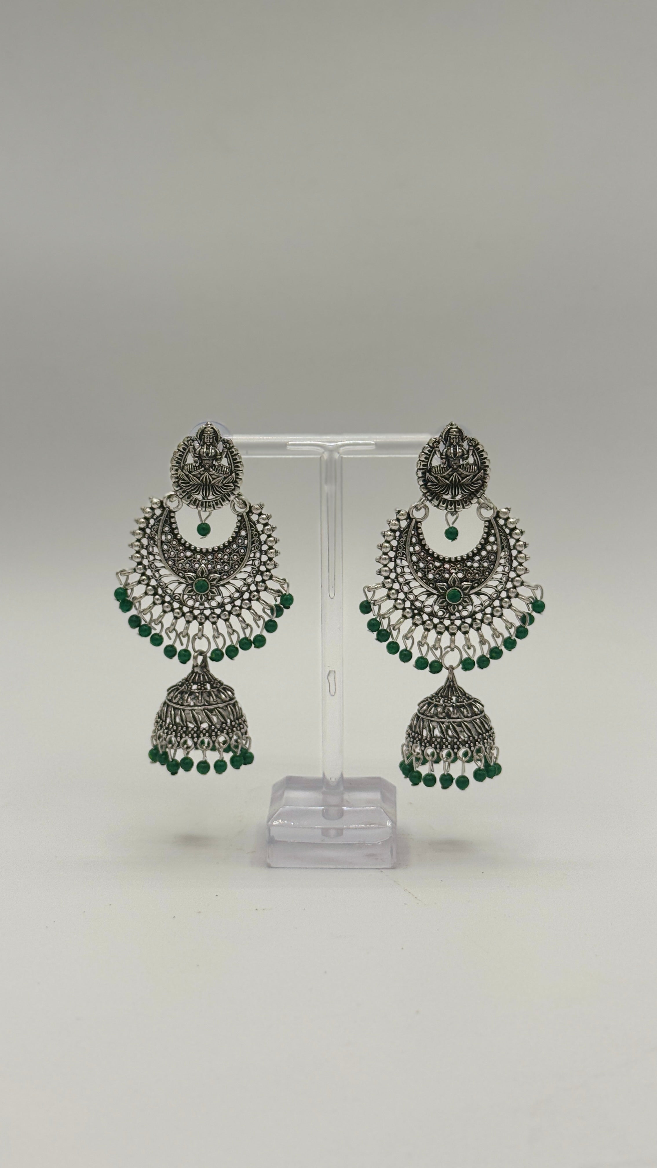 Silver Lotus Jhumkas