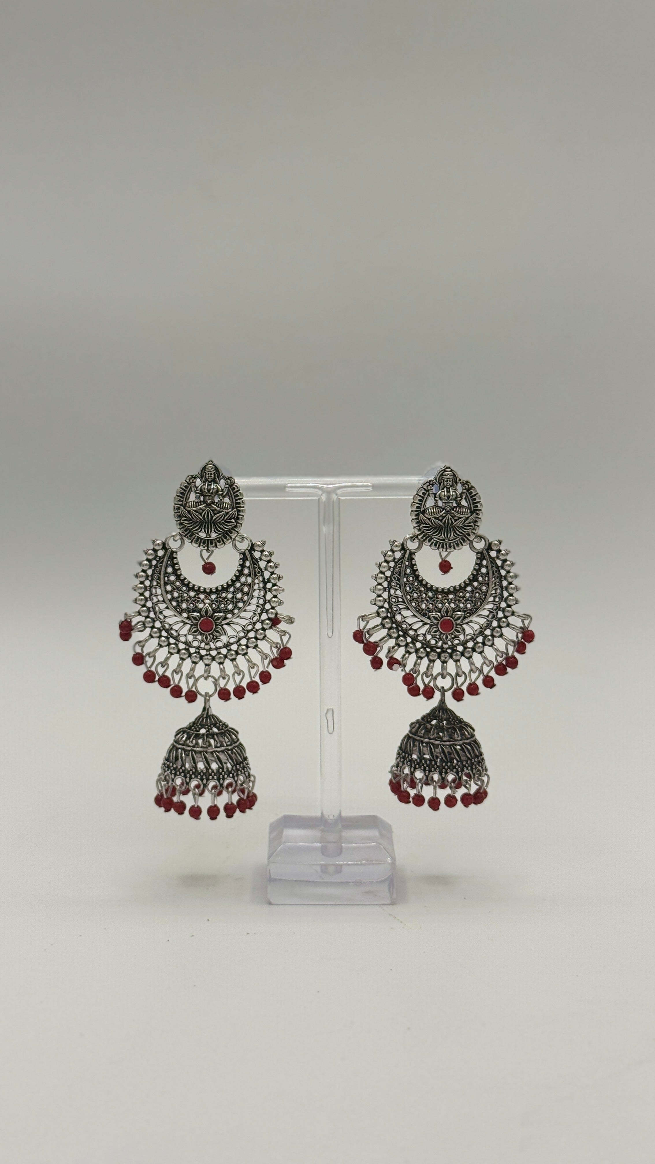 Silver Lotus Jhumkas