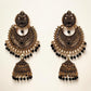 Golden Lotus Jhumkas – Black