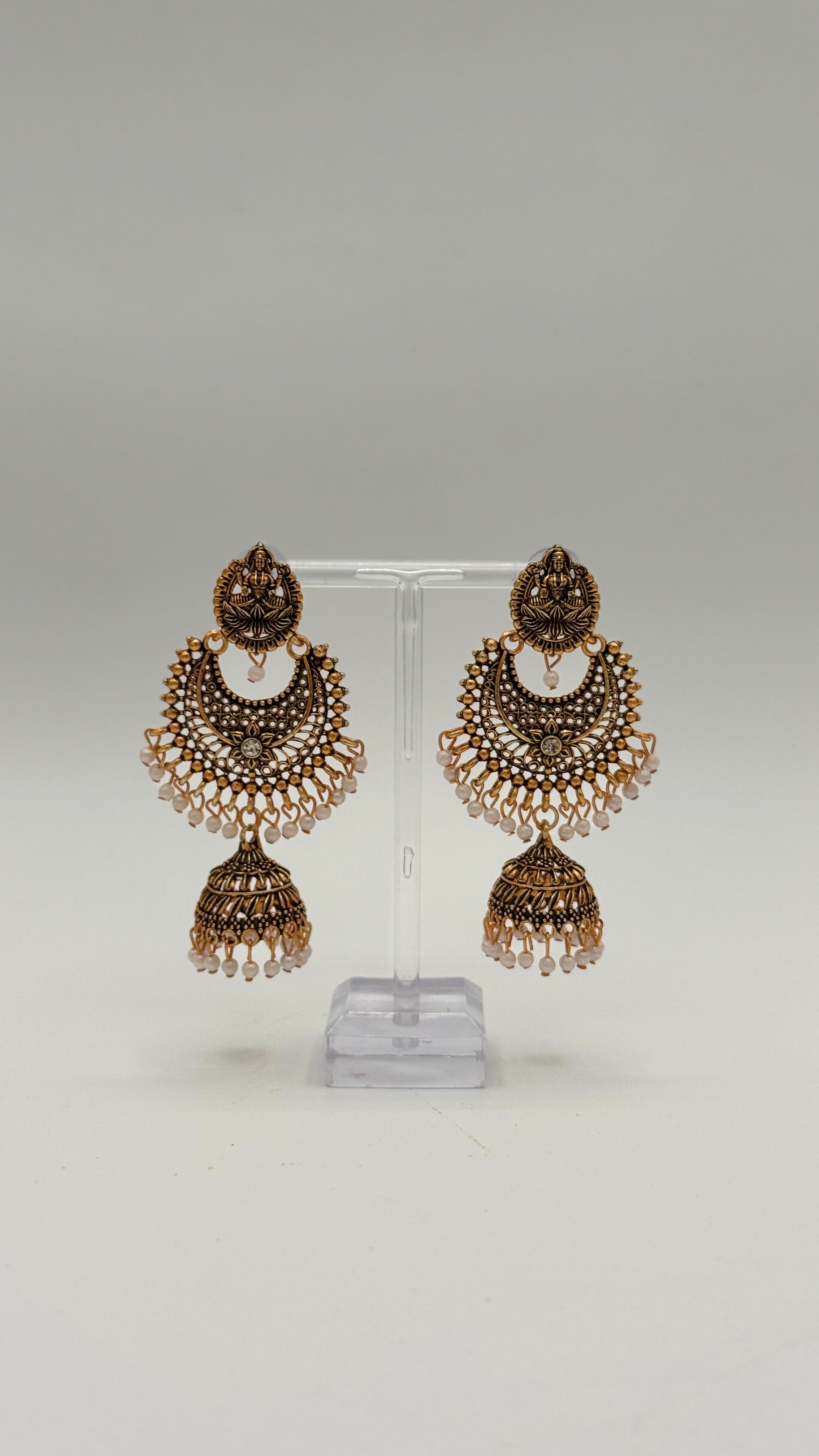 Golden Lotus Jhumkas