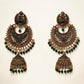 Golden Lotus Jhumkas – Green