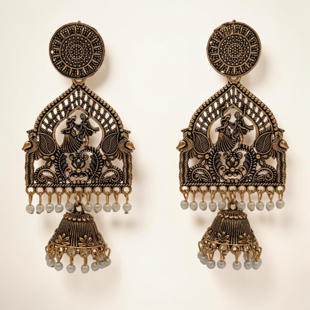 Heritage Bloom Jhumkas – Gold