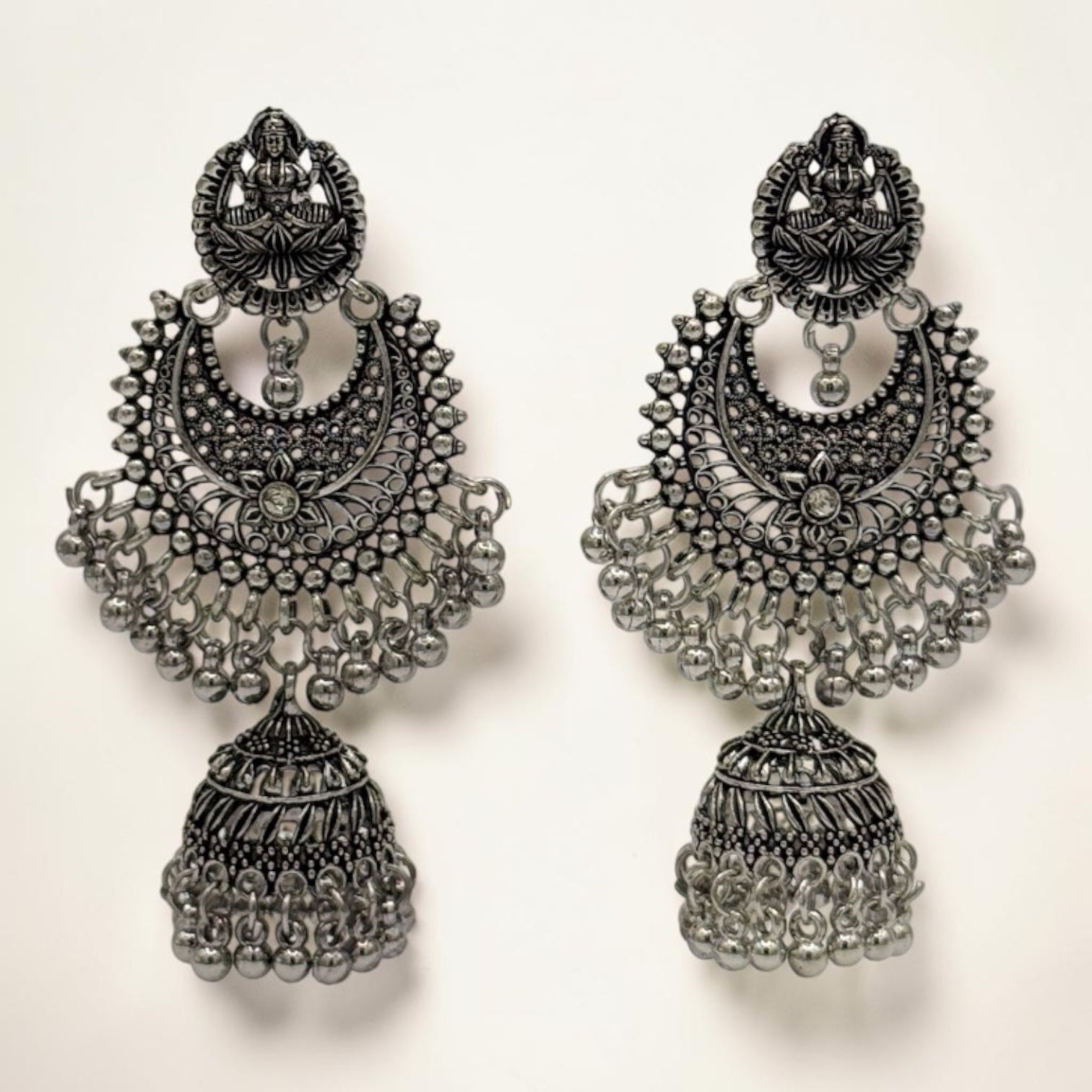 Silver Lotus Jhumkas – Silver
