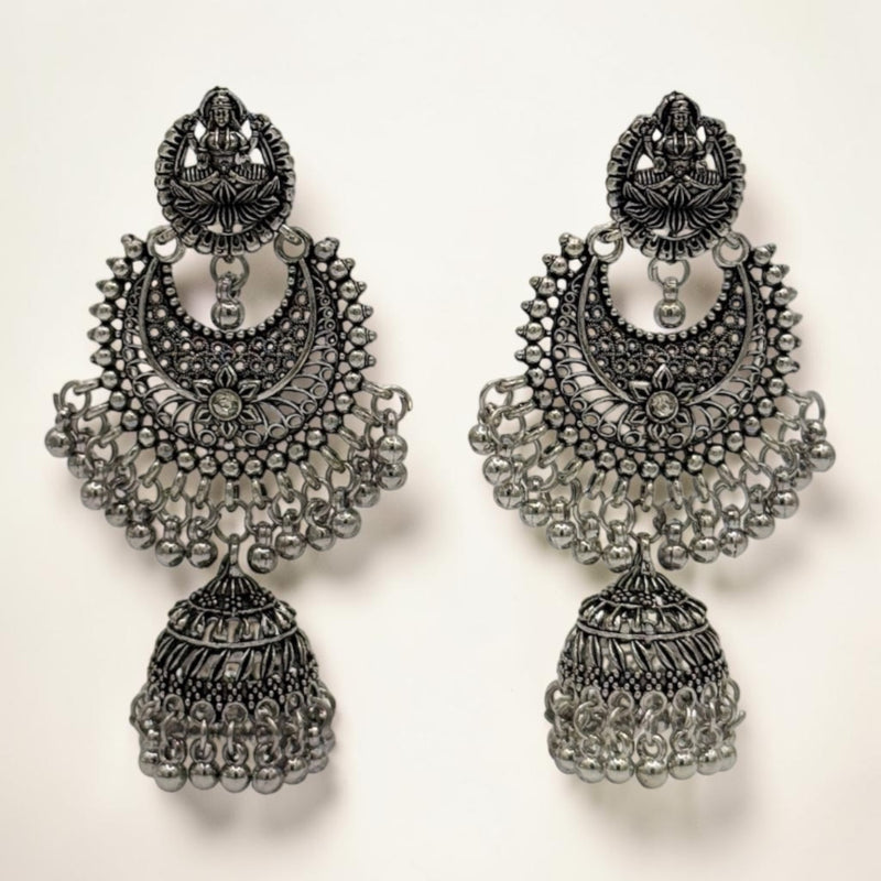 Silver Lotus Jhumkas